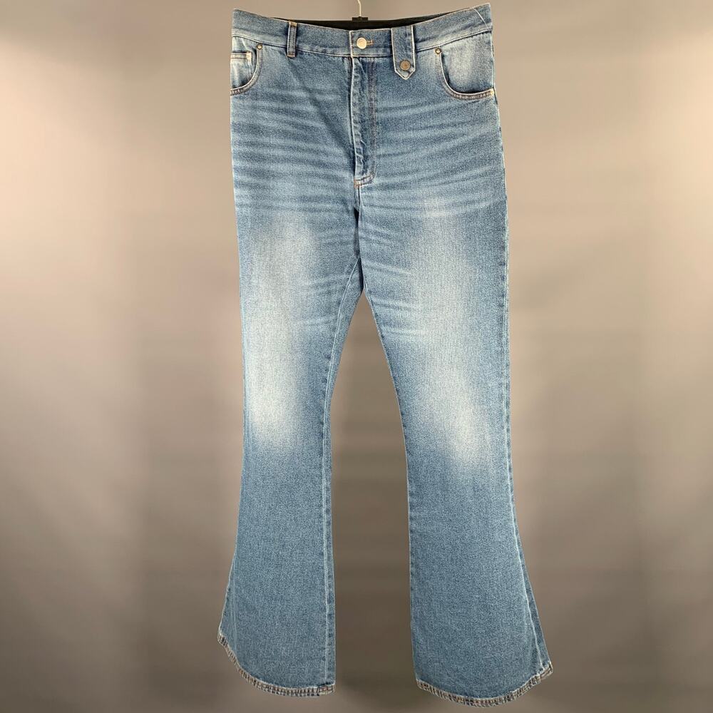 EGONLAB Size 32 Blue Denim Flared Baggy Jeans